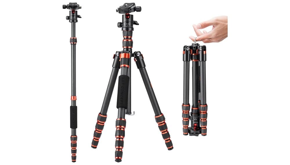 Teste Tripé Profissional K&F Concept A225C0 Carbono Compacto